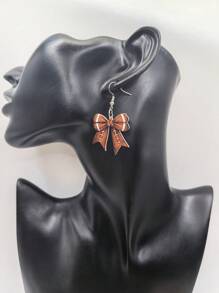 1 Pair Acrylic Bow & Sports Ball Decor Personalized Creative Earrings