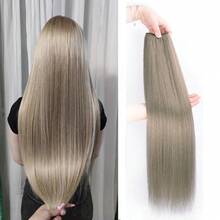 合成直发马尾接发,钩针编织合成Yaki直发全头接发 - 彩色 - 查看 20