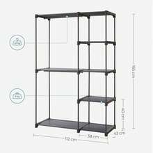 Armoire de Rangement, Penderie Pliable, Dressing, Armoire Métallique, avec Barres de Suspension, Porte-vêtements, pour Vestiaire, Chambre, 112 x 43 x 165 cm/138 x 43 x 182 cm/124 x 43 x 182 cm/205 x 43 x 166 cm/151 x 43 x 166 cm/182 x 43 x 182 cm, Gris - Gris - Voir 4