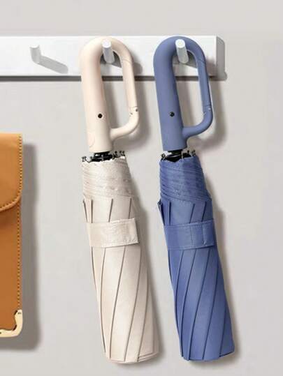 1pc Automatic Folding Umbrella With Buckle, 8 Ribs, Extra Large & Thick, Dual Use Sunshade & Rainproof, High Density Fabric, Lotus Leaf Repellent, Suitable For Men & Women, Portable, Wind & Rain Resistant, Dual Layer Protection, Random Handle Style (Rotating Or Buckle)