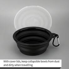 Tazón plegable para mascotas con tapa, tazón de agua/comida antiderrame para viaje para gatos y perros (Diseño desmontable con gancho para acampada y senderismo + Silicona fácil de limpiar)