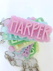 Backpack Keychain Name Tag, Personalized Acrylic Name Tag, Diaper Bag Tag, Lunch Box Tag, Kids Tag, Multi-Functional, Ornamental, Letter, Stylish, Modern, Colorful, Cute, Adorable, Casual, Custom, Personalised, Unique, Customized, Ideal Gifts For Him, Ideal Gifts For Her
