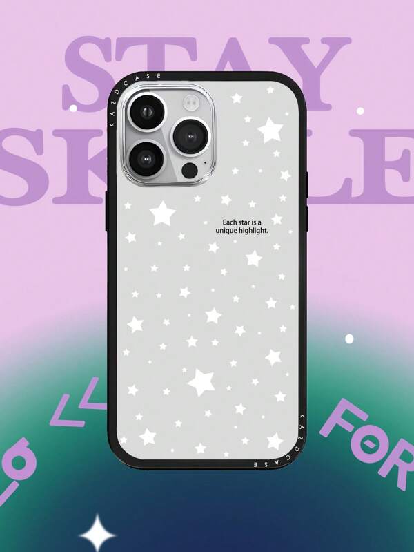 Custodia per telefono dal design retrò Y2K con stella trasparente e cornice nera, compatibile con 16, 15, 14, 13 Pro Max, di stile estetico elegante, regalo resistente agli urti