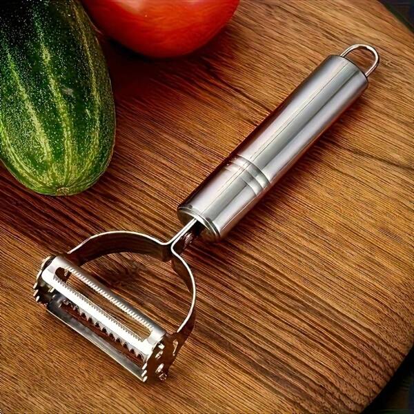 Utensili da cucina multifunzione in acciaio inossidabile - Lame taglienti per pelare e affettare patate, carote ecc. - Manico ergonomico, facile da impugnare e preparare efficientemente il cibo, affettare i prodotti | Design elegante | Pelapatate e affettatrice di verdure durevole