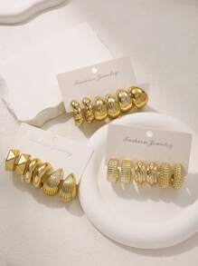 18/6 pièces Set de boucles d'oreilles femmes personnalisées CCB, set de boucles d'oreilles à tige géométriques texturées minimalistes, convient pour la vie quotidienne, les festivals de musique, les rendez-vous, cadeau de vacances exquis