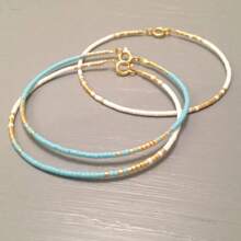 Ins Style European And American Vintage Fashion Blue Purple Beads Woven Handmade Fine String Bracelet For Women/Girls