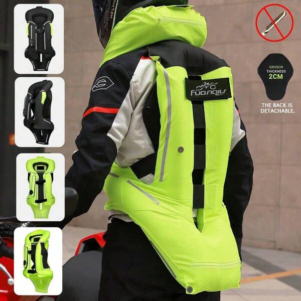 1 Pieza Nueva Chaqueta de Motocicleta Chaleco Inflable de Moto Chaleco Inflable de Moto Chaqueta de Motocicleta Chaleco Reflectante Motocross Carreras Equitación Sistema de Airbag Protector de Espalda de Airbag Accesorios de Ciclismo