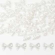 30pcs White Faux Pearl Bow Flat Back Bow Decoration For Phone Case, Fan, Cream Glue, DIY Bracelet, Necklace, Phone Case, Craft