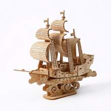 1 szt. 3D Kreatywność Ocean Żaglowiec Puzzle, DIY Ocean Theme Drewniany Model Puzzle - 3D Żaglowiec Łamigłówka, Odpowiednie dla Hobbystów I Kolekcjonerów, Ocean Decor | Żywy Wyświetlacz | Angażująca Aktywność DIY, Model Statek Puzzle Z 82 Elementami, Poziom Trudności 3 Gwiazdki, Lepsze Z Klejem, Wystrój Domu