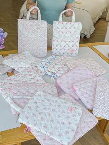 1 件粉色花卉图案平板电脑包 11 英寸电脑包，彩色可爱保护套小包文件袋笔记本电脑内胆包电脑手提包 11 英寸便携式桌包适用于 Mac Book ASUS 平板电脑手提包保护套 9-11 英寸兼容 iPad Air 4 Pro 11 Mini 5 iPad 保护套兼容三星防震袋包返校学校用品包适用于学校工作笔记本电脑包女士 Mac Book 保护套