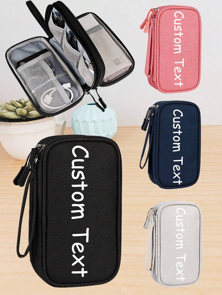 1pc Personalized Customized Digital Storage Bag USB Data Cable Organizer Mobile Power Travel Kit Box Electronic Accessories Portable Charger Box School University Earphone Box Cable Bag Electronic Bag Mobile Power Charger Suitcase Cable Sorting Box Luggage Bag Cable Bag Electronic Data Cable Bag Bedside Storage Travel Airport Female Men Waterproof Lightweight Large Capacity Portable Accessories