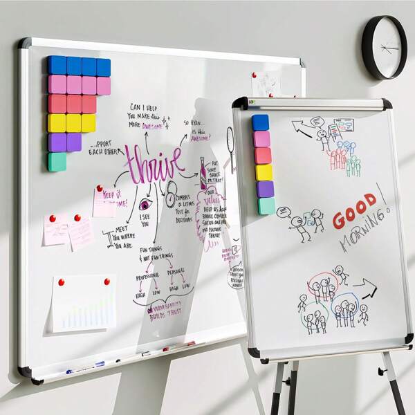 2pcs Magnetic Macaron Color Whiteboard Erasers, Square EVA Felt Erasers, Durable Whiteboard Erasers Suitable For All, Essential For Office Presentation, Compact & Sturdy School Supplies, Back To School