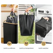 100L Pfandflaschen Sammelbehälter, Pfandflaschen Behälter Mit Deckel & 2 Abnehmbaren Tragetaschen, Flaschensammler Leergut Fasst 30 Leere Flaschen, Leergut Für Küche Und Lagerraum - Schwarz - Übersicht 3