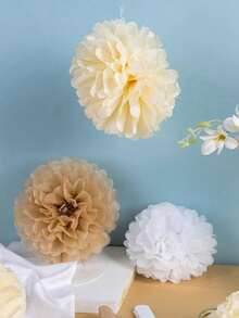 9pcs Paper Pom Poms, White Tissue Flowers, Fluffy Hanging Decoration, For Scene Decor, Home Decor, Room Decor, For Birthday Party Decor, Wedding Anniversary Party Favor, Business Graduation Gift Decor