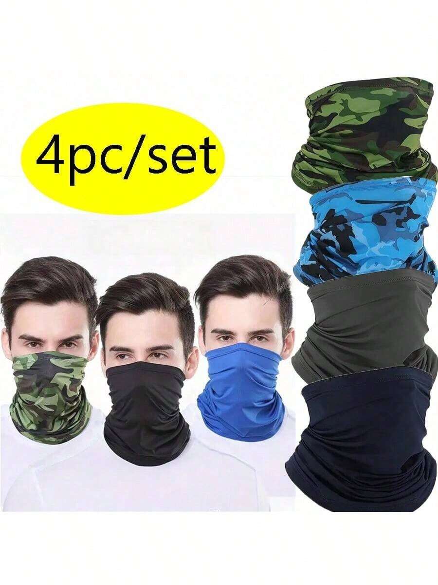 Set de 4 piezas de cubrebocas estilo cuello de camuflaje - Mascarilla transpirable para deportes y actividades al aire libre - Protección UV para mujeres y hombres - Multicolor - Ver 1