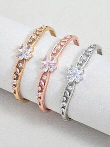 Luxurious High Quality Shinny Bling Bling Zirconia Flower With Irregular Leaf Girl Bracelet For Party Gift