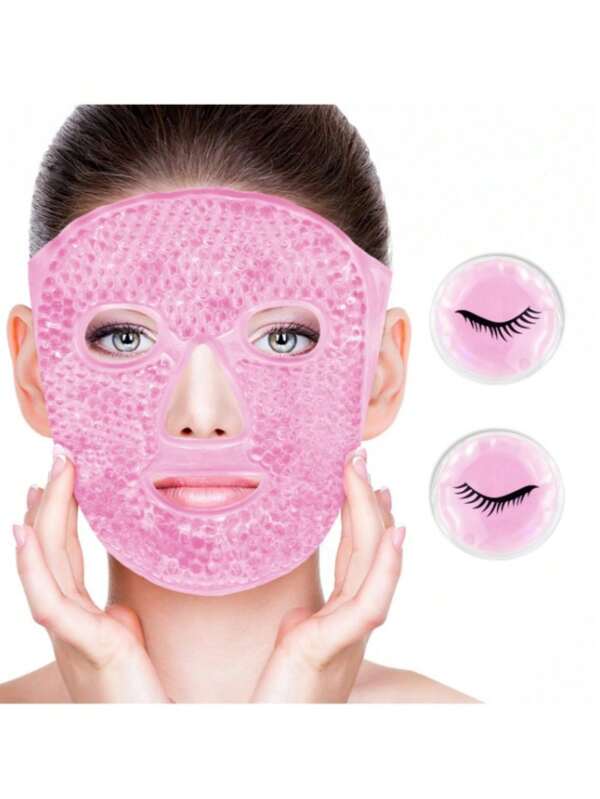 1 Stück Eiskrittall-Eisperlen Maske, wiederverwendbar, kühlende Gesichtsmaske, Kühlgelperlen Maske mit weicher Plüschrückseite, lindert Schwellungen und Kopfschmerzen, reduziert Schwellungen, Augenringe, dunkle Augenringe, Heiß- und Kalt-Augenmaske Eispack.