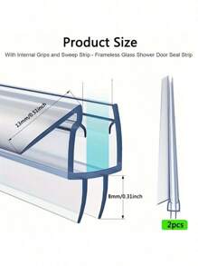 2 tiras longas de vedação para porta de chuveiro, para vidro de 4 a 12 mm de espessura - 90 cm/35,4 pol. de comprimento, fácil instalação, limpador de fundo de silicone silencioso com guia de drenagem - plástico durável e macio, mantém o banheiro seco, vedação inferior da porta do chuveiro