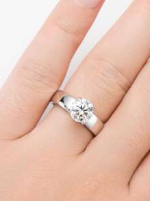 XUJIA 1 buc Inel de logodnă din argint 925 pentru femei, inel cu moissanit rotund de 8 mm și 2 ct, inel Solitaire clasic cu 4 vârfuri, inel de promisiune sau verighetă perfect pentru ea