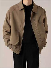 Y2k Coat Men's Spring And Autumn Interview Commuting Light And Mature Style Men's Loose Short Lapel Jacket Men's Jacket Casual Top - Khaki - View 1