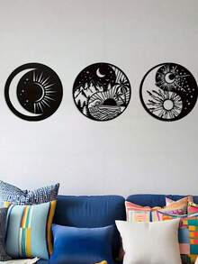 1 Piece Indoor Decor Sun And Moon Metal Wall Art - Mysterious Symbols, Romantic Valentine's Day Or Birthday Gift, Vintage Style, Indoor/Outdoor Hanging, Perfect Room Decor, Suitable For Room Decor.