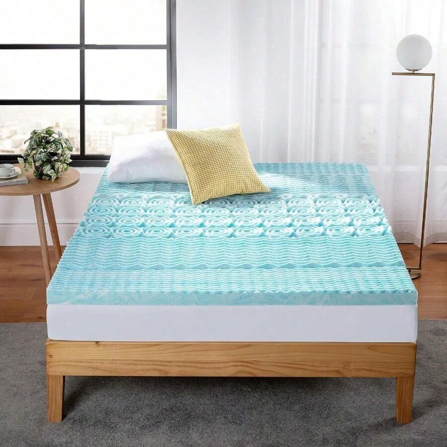 ZINUS Sobrecolchón Individual de Memory Foam Firme y Refrescante Que Ayuda a Conciliar el Sueño Garantía de 5 años - Azul - Ver 1