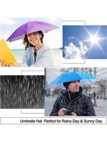 1pc Umbrella Hat, Suitable For Camping And Fishing, Elastic Headband Umbrella Hat, UV Protection