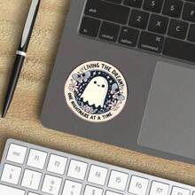 3 Inch Polyethylene Sticker, "Living The Dream! One Nightmare At A Time" Cute Ghost Round Metal Sign - Gothic Cottagecore Wall Decor For Bedroom & Halloween | Gift For Goth Aesthetic Lovers. Waterproof, Easy To Paste, Waterproof And Oil-Proof, Clear Pattern, Reusable Stickers, Rich Colors, Fun Life Art, Suitable For Car Stickers, Laptops, Phones, Water Bottles, Books And Other Colorful Sticker Decorations.