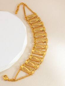 1 سوار ذهبي على شكل قطع نقدية بتصميم مربع ومستدير وأوراق، ديكوري مناسب للسيدات للاستخدام اليومي أو المناسبات، كأفضل هدية