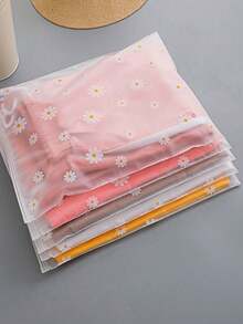 Bolsa de almacenamiento de ropa de PEVA, bolsa de almacenamiento de viaje con estampado de pequeñas margaritas, bolsa de clasificación de ropa transparente de PVC, bolsa de empaque impermeable con cremallera para ropa interior, caja de almacenamiento de ropa con patrón de pequeñas margaritas para el hogar, bolsas de almacenamiento transparentes y esmeriladas, bolsas de embalaje de envíos, para empacar camisetas, camisas, zapatos, documentos, bolsas de plástico con cierre hermético reutilizables, ahorro de espacio bolsas de almacenamiento de viaje