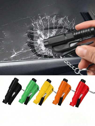 3-In-1 Emergency Seatbelt Cutter With Car Keychain, Hammer, Mini Fire Hammer, Escape Tool For Car Emergency, Window Breaker, Portable Rescue Tool Keyring,Emergency Hammer, Car Emergency Escape Device Window Breaker, Life-Saving Multifunctional Emergency Window Glass Breaker Tool - Easily Break Glass And Cut Seat Belts In Emergencies