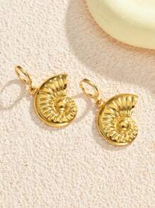1 paire / 5 paires de boucles d'oreilles vintage en forme d'étoile de mer et de coquillage, plaquées or en acier inoxydable. Conviennent pour un port quotidien, une fête de plage, des vacances, un usage quotidien. Excellent cadeau pour les amis