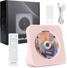 Gueray Portable CD Player, Bluetooth CD Kpop Player For Desktop With HiFi Sound Speaker, Cute FM Radio CD Music Player For Home With Remote Control Dust Cover LED Screen Support AUX/USB Headphone Jack - Pink - View 10