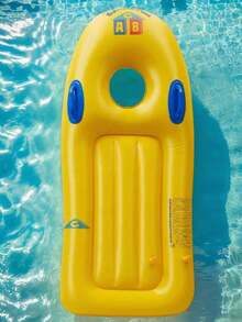 1 件充气浮床，加厚 PVC 材质带手柄，经典黄色/粉色/蓝色简约字母设计充气泳池浮床，适用于户外泳池、沙滩、水上派对、浮垫、浮筏