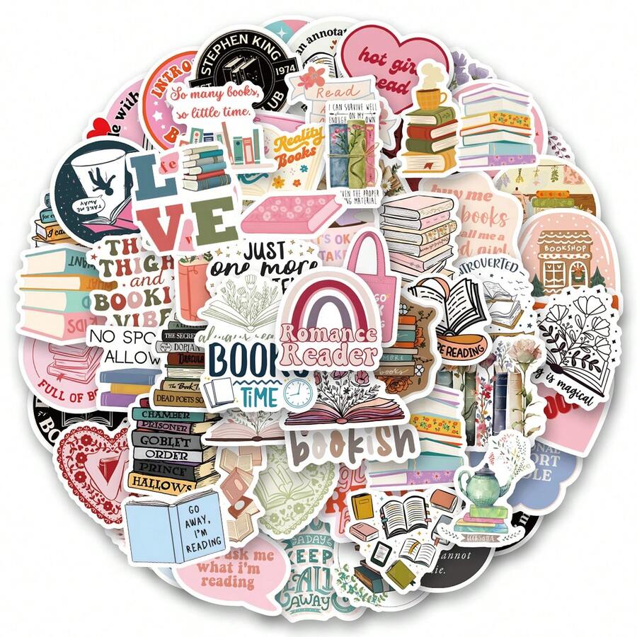 155 件书卷贴纸、书贴纸乙烯基美学贴纸剪贴簿、日记、保险杠、滑板、水瓶、卡通、安全帽、汽车贴纸和贴花 - 彩色 - 查看 1