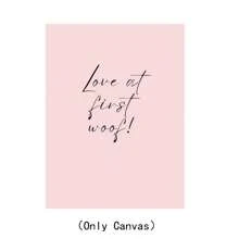 1 pieza Pintura de óleo en lienzo con arte de pared de estilo moderno, líneas abstractas rosas y perro salchicha con texto, decoración de pared para dormitorio, sala de estar, comedor, cocina, estudio, pasillo, dormitorio, regalo ideal para amigos