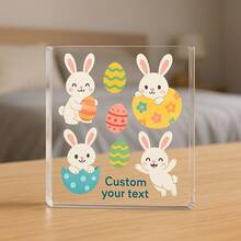 1pc Acrylic Ornaments Custom Text Easter Acrylic Display, Happy Easter Themed Block, Colorful Spring Holiday Gift For Loved Ones, Easter Basket Filler Idea