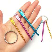 (3Mm, 4mm, 5mm) Mini Crochet With Keychain And Rotary Hook Aluminum Knitting Needle Tool For Yarn Knitting And Sewing, Perfect For Professionals Or Beginners - Màu sắc ngẫu nhiên - Xem 1