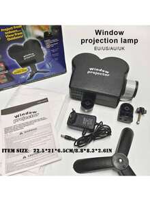 Décoration de Noël Scènes du festival de Noël Projecteur de fenêtre 12 films hologrammes intégrés Décoration d'ambiance pour fête de Noël