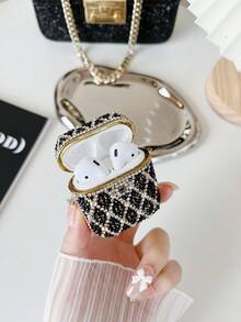 1pc Rhinestone Electroplated Protective Case Compatible With Apple Bluetooth Earphones 1/2/3, Elegant Sparkly Diamond Decoration - Multicolor - View 2