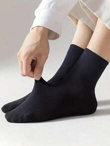 5 Pairs Black Mid-Calf Socks For Women, Korean Style Preppy Versatile Socks - Multicolor - View 8