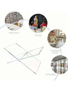 1 pièce étagère à livres en acrylique transparent, étagère de bureau en acrylique transparent, convient pour les bureaux, les écoles, les étagères de lecture de livres. Étagères d'exposition créatives en acrylique transparent en forme de X pour les livres d'images, les magazines, les livres de cuisine. Étagères de lecture, supports à livres, plateaux de lecture, étagères