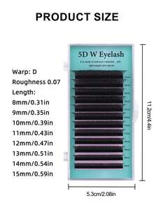 12 Rows 5D Eyelash Extensions, 0.07D 8-15mm Self-Adhesive Lashes, 8-15mm W-Shaped Fluffy Natural False Eyelashes, Soft Straight Tip Crossing Lashes For DIY Home Use, Long Matte Black Lashes Similar To Mink Hair For Salon Beauty - D - View 4