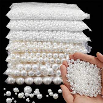 100/1000 st eleganta 6/12 mm vita akrylpärlor med rakt hål, lämpliga för gör-det-själv-smyckestillverkning - perfekta för armband, halsband och hantverksdekorationer