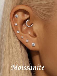 Pendientes de plata de ley 925 con flores de moissanita para mujer, aretes clásicos minimalistas, regalo de boda o para mamá, joyería fina