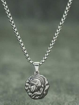 diffone Fashion Stainless Steel Chain Pendant Necklace Charms Spartacus Helmet Necklace For Men Boy Hiphop Jewelry