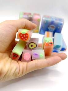 6 件套草莓太空三明治橡皮擦可爱铅笔橡皮擦学校文具生日礼物学校用品，返校 - 彩色 - 查看 5