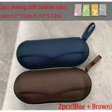 2 Peças Estojo Protetor para Óculos, Capa de Casca EVA com Zíper Rígido Resistente a Impactos, com Pano de Limpeza de Camurça Separado, Estojo para Óculos de Sol Esportivos com Alça, Bolsa Portátil para Óculos, Unissex