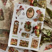 1 Pack Of 10 Pcs Classic Manor Series Sticker Book, 3 Material Types, Self-Adhesive Reusable Vintage Aesthetic Planner & DIY Decoration, Back To School