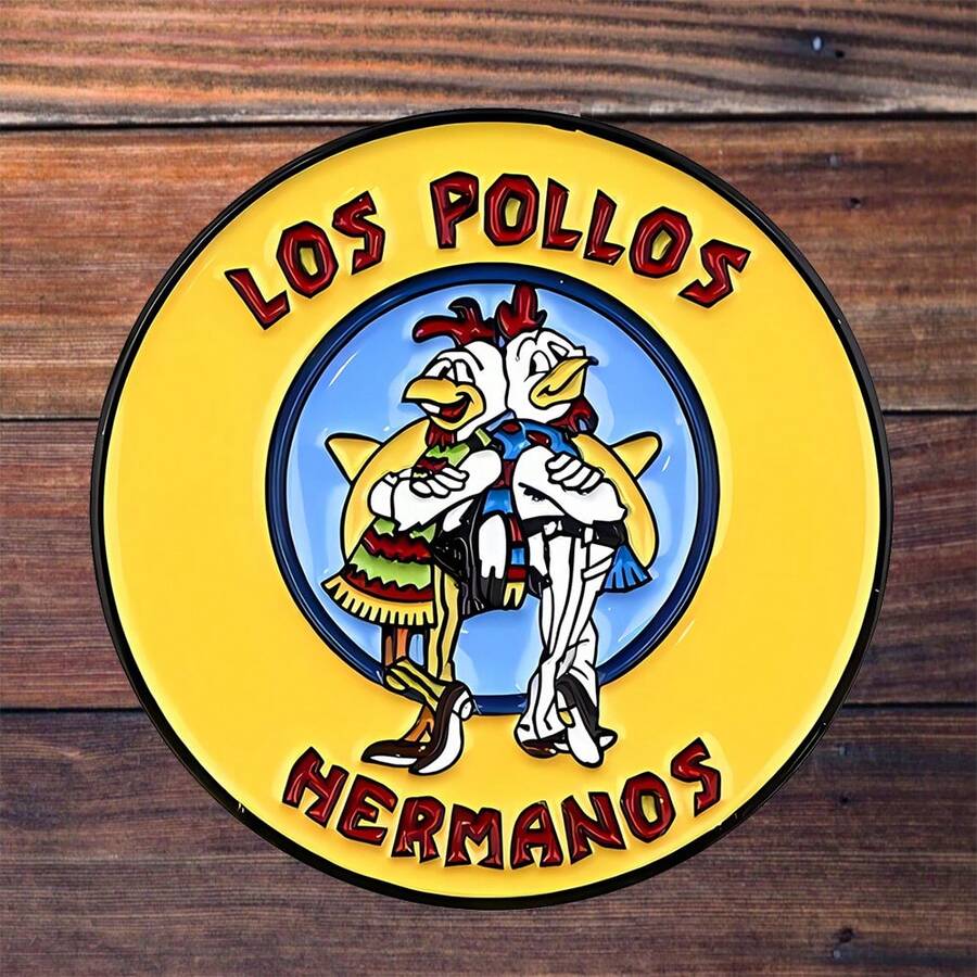 3-Inch Polyethylene Sticker, Breaking Bad Los Pollos Hermanos Metal Sign - Vintage Embossed Wall Decor For Kitchen, Bar, Man Cave | TV Show Fan Collectible Gift, Durable Waterproof, Easy To Stick, Waterproof And Oil-Proof, Clear Pattern, Reusable, Vibrant Colors, Fun Lifestyle Art, Suitable For Car Stickers, Laptop, Phone, Water Bottle, Books And More Colorful Sticker Decals.